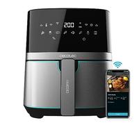 Cecotec Freidora sin Aceite de 5,5 L de Aire Caliente Cecofry Full InoxBlack 5500 Connected. 1700 W, Dietética y Digital, Control APP, Temperatura y Tiempo regulable, Acabados en Acero Inox