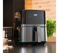 Cecotec Freidora sin Aceite de 5,5 L de Aire Caliente Cecofry Full InoxBlack 5500 Pro. 1700 W, Dietética y Digital, Panel Táctil, Acabados en Acero Inox, Tecnología PerfectCook, Termostato, 8 Modos