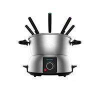 Cecotec Fondue eléctrica Fun GourmetFondue. 1000 W de Potencia, Termostato regulable, Acero Inoxidable, para Queso, Chocolate y Aceite, Incluye 8 Tenedores, Piezas aptas para lavavajillas