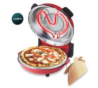 Cecotec Horno grill eléctrico para pizza Fun Pizza&Co Mamma Mía Vista, 1200 W, Temporizador 15min, Temperatura max de 420ºC en 3min, Ventana de visualización, placa de piedra., Rojo | Ventana