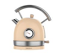 Cecotec Hervidor de Agua Eléctrico ThermoSense 420 Light Beige. 1,8 Litros de capacidad, 2200 W, Medidor de Temperatura, Base 360º, Acero Inoxidable, Estilo Vintage, Beige