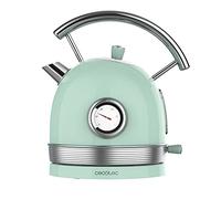 Cecotec Hervidor de Agua Eléctrico ThermoSense 420 Light Green. 1,8 Litros de capacidad, 2200 W, Medidor de Temperatura, Base 360º, Acero Inoxidable, Estilo Vintage, Verde