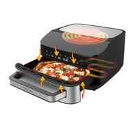 Cecotec Horno Eléctrico para Pizza de 7L Pizza&Fry 7000. 2200W, Pizzas de 13 Pulgadas, Pantalla Táctil, 8 Programas, Temperatura Ajustable 40-230ºC, Piedra para Pizza, Resistencia Superior e Inferior