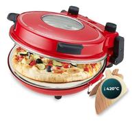 Cecotec Horno grill eléctrico para pizza Fun Pizza&Co Mamma Mía Vista, 1200 W, Temporizador 15min, Temperatura max de 420ºC en 3min, Ventana de visualización, placa de piedra., Rojo | Ventana