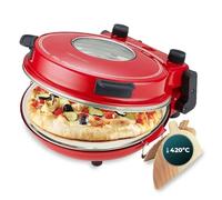 Cecotec Horno grill eléctrico para pizza Fun Pizza&Co Mamma Mía Vista, 1200 W, Temporizador 15min, Temperatura max de 420ºC en 3min, Ventana de visualización, placa de piedra., Rojo | Ventana