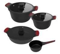 Cecotec Juego Cacerolas de 20, 24, 28cm y Cazo de 16cm, Colección Gourmet+ | Fondo 5,5mm con Triple Capa Antiadherente ILAG Ultimate Protect Pro, Compatible Todas Cocinas