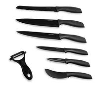 Cecotec Juego de 7 Cuchillos Profesionales Cuchillos Titanium. Acero Inoxidable, Recubrimiento cerámico, Hoja de 2mm de grosor, Incluye Estuche