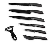 Cecotec Juego de 7 Cuchillos Profesionales Cuchillos Titanium. Acero Inoxidable, Recubrimiento cerámico, Hoja de 2mm de grosor, Incluye Estuche