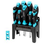 Cecotec Juego de Destornilladores 22 Piezas HardGyro 220 Magnetic. Acero CR-V, 10 Puntas de Acero S2 con Tratamiento Antióxido, Magnetizador Incluido, 4 Destornilladores de Precisión, Soporte