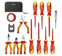 Cecotec Juego de Destornilladores HardGyro 15 SafeVolt Magnetic. Aislados 1000V, Certificado VDE y GS, Acero CR-V, 3 Alicates Incluidos, Pelacables, Magnetizador, Buscapolos, Estuche Incluido