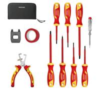 Cecotec Juego de Destornilladores y Alicates Aislados HardGyro 12 SafeVolt Magnetic. Aislados 1000V, Certificado VDE y GS, Acero CR-V, Incluye Pelacables, Magnetizador, Buscapolos, Cinta Aislante