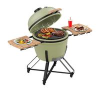 Cecotec Barbacoa de Ceramica Parrilla de Carbón DragonFire 6600. Resistente a 1000 ºC, Diámetro 66 cm, Sistema Rise & Feast, Cámara Hermética, Ruedas Seguras, Termómetro Integrado, Asa, Ahuma y Hornea