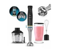 Cecotec Batidora de Mano Katana 15 TotalDestroy Chop B. 1500 W. Cuchillas dobles, 21 velocidades y Turbo, 4 hojas con Titanio Negro, Pie extralargo, Kit Accesorios