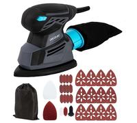 Cecotec Lijadora Eléctrica con Cable PerfectSurface 125 Delta EasyGo, 130W, 13500rpm, Diseño Triangular 140x140x80mm, Depósito Integrado, Incluye Accesorio FingerDetail, 12 Lijas y Bolsa de Transporte