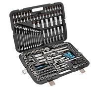 Cecotec Maletín Portaherramientas de 216 Piezas ToolBox KRK 6200. 3 Carracas de 72 Dientes, Vasos CR-V, Puntas S2, 12 Llaves Fijas, Vasos para Llantas, 4 Hebillas de Cierre Metálicas