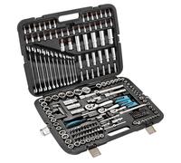 Cecotec Maletín Portaherramientas de 216 Piezas ToolBox KRK 6200. 3 Carracas de 72 Dientes, Vasos CR-V, Puntas S2, 12 Llaves Fijas, Vasos para Llantas, 4 Hebillas de Cierre Metálicas