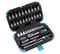 Cecotec Maletín Portaherramientas de 46 Piezas ToolBox KRK 2200. Carraca Profesional de 72 Dientes, Vasos CR-V de Alta Resistencia, Puntas de Acero S2, Vasos para Llantas, Maletín Resistente