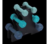 Cecotec Set de 6 Mancuernas Hexagonales Sweatproof de 1, 2 y 3Kg DrumFit Dumbbell 123 Neoprene Set. Recubrimiento de Neopreno de Alta Adherencia, Todo Tipo de Usuarios, Soporte Incluido