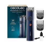 Cecotec Máquina de Cortar Barba con Cuchillas Japonesas PrecisionCare Barber Pro. Acero Inoxidable, Peines Guía Ajustables (0,5-20mm) con Rueda de Precisión, Autonomía 90min, IPX7, Pantalla
