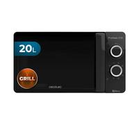 Cecotec Microondas con Grill Negro ProClean 3130. 700 W en 6 Niveles, Capacidad de 20 L, Revestimiento Ready2Clean, Tecnología 3DWave, Diseño puerta FullCrystal y Detalles metálicos
