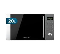 Cecotec Microondas de 20L Proclean 5010 Flatbed. Inox Potencia de 700W, 8 Programas, Diseño Compacto, Interior Cerámico, Temporizador 60 Min, Tecnología 3Dwave, detalles Metalizados