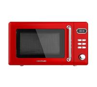 Cecotec Microondas Digital con Grill de 20 L Proclean 5110 Retro Red. 700 W en 5 Niveles, Temporizador hasta 60 mins, 8 Programas y Modo Descongelación, Diseño Vintage en Rojo