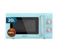 Cecotec Microondas Mecánico con Grill de 20 L Proclean 3110 Retro Blue. 700 W en 6 Niveles, Temporizador hasta 30 Minutos, Modo Descongelación, Diseño Vintage en Azul, Acabados en Acero
