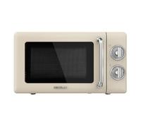 Cecotec Microondas Mecánico de 20 L Proclean 3010 Retro Beige. 700 W en 6 Niveles, Temporizador hasta 30 Minutos, Modo Descongelación, Diseño Vintage en Beige, Acabados en Acero