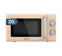 Cecotec Microondas Mecánico de 20 L Proclean 3010 Retro Beige. 700 W en 6 Niveles, Temporizador hasta 30 Minutos, Modo Descongelación, Diseño Vintage en Beige, Acabados en Acero