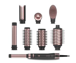Cecotec Moldeador de Pelo Multifunción con 8 Cabezales AirGlisse 8in1 Gyro. 1500W, 110000RPM, Alisa, Moldea y Riza tu Cabello, Motor Brushless, Función Rotativa y Revestimiento Cerámica y Queratina
