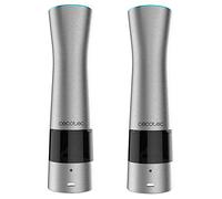 Cecotec Molinillos de Especias Eléctrico InstantMill Press Duo. Cuerpos de Acero Inox, Amoladora Cerámica con Función Press, Molienda ajustable, Ventanas de acrílico, Luz LED Incorporada, 2 Uds