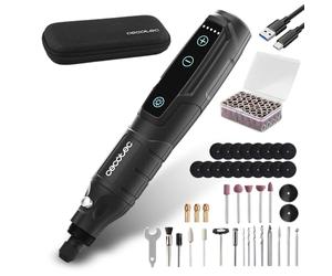 Cecotec Multiherramienta Rotativa con Batería de 3,7V Multihand One Detail, Velocidad Ajustable en 5 Niveles (5000-18000 rpm), Lud LED Integrada, Incluye Estuche y 74 Accesorios de Corte, Lijado y Más
