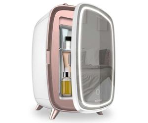 Cecotec Nevera Pequeña de Cosméticos 6L Bamba CoolingBeauty 6000 Mirror. Mini Frigorífico con Puerta con Espejo Exterior, Luz LED con 3 Intensidades, Enfriamiento hasta 10ºC