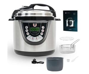 Cecotec Olla Eléctrica a Presión Programable 6L GM Olla GM D+. 1000W, 12 Personas, Programable 24h, 9 Menús, 2 Presiones 60KPa, Memoria, GM Core, Función Freir, Guiado Voz, Seguridad, Cubeta Daikin