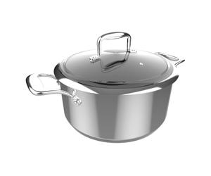 Cecotec Olla Polka Classy 24 Pot Steel. Diámetro 24 cm, Capacidad 4 L, Acero Inoxidable 18/10, Revestimiento Antiadherente, Asas Remachadas, Tapa de Cristal, Apta para todo tipo de Cocinas