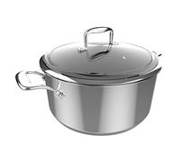 Cecotec Olla Polka Classy 28 Pot Steel. Diámetro 28 cm, Capacidad 7,5 L, Acero Inoxidable 18/10, Revestimiento Antiadherente, Asas Remachadas, Tapa de Cristal, Apta para todo tipo de Cocinas