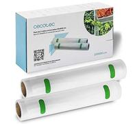 Cecotec Pack de 2 Rollos para Envasadora al vacío. Superficie gofrada, 6 metros de Largo, Permite hacer bolsas de tamaño personalizado, BPA Free (Anchura 20 cm)
