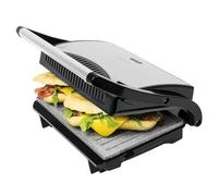 Cecotec Parrilla Eléctrica con Grill Rock'n Grill. 700W, Superficie 23x14.5cm, RockStone Antiadherente, Libre de PTFE, PFOA, Placa Flotante, Asa Tacto Frío, Indicador Luminoso, Almacenamiento Vertical