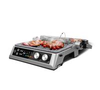 Cecotec Parrilla Eléctrica con Placas Desmontables Rockn'Grill Bistro. 2400W, Cocción sin Humo y Saludable, Control Táctil, Placas con Temperatura Independiente, Incluye Sonda de Temperatura