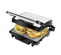 Cecotec Parrilla Eléctrica Rock'Ngrill 1500 Rapid, 1500 W, Revestimiento de Piedra Rockstone, Placa Superior Adaptable en Altura, Bandeja Recogegrasas, Revestimiento Ecológico, 12.4X30.8X33.2 Cm