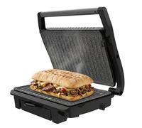 Cecotec Parrilla Eléctrica Rock'Ngrill Dark 1000 Pro. 1000W, Revestimiento RockStone, Superficie Antiadherente, Placa Superior Flotante, Bandeja Recogegrasas, Libre de PTFE, PFOA y Otros Tóxicos