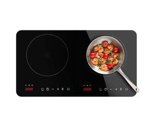 Cecotec Placa de Inducción Portátil de 2 Fuegos Full Magma Double. 3500W en 8-10 Niveles, Digital, Control Táctil y Programable, Protección contra Sobrecalentamiento, AutoOff y Termostato