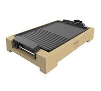 Cecotec Plancha de asar Eléctrica Tasty/Grill 2000, Acabados en acero inoxidable, Termostato regulable, Revestimiento RockStone, Apta para lavavajillas, Bambu, Bamboo Black, Potencia 2000 W