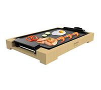 Plancha de asar - Cecotec Tasty&Grill 2000 Bamboo, 2000 W, 37,5 x 24,5 cm, Estructura de bambú, Negro