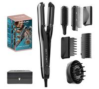 Cecotec Plancha de Pelo con Aire - 6 Accesorios AirLisse 6in1 Platinum. 112000RPM, Flujo Aire 13m/s, Función Plasma, Elimina el Frizz, Motor Brushless, Cepillo Convencional Incluido, Estuche de Cuero