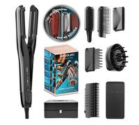 Cecotec Plancha de Pelo con Aire con 6 Accesorios AirLisse 6i1n Elite.112000RPM, Flujo de Aire 13m/s, Función Plasma, Motor Brushless, Cepillo Convencional Incluido, Estuche de Cuero