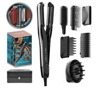 Cecotec Plancha de Pelo con Aire 6 Accesorios AirLisse 6in1 Premium. 1120000RPM, Flujo de Aire 19,7 Litros por Segundo, Función Plasma, Elimina el Frizz, Motor Brushless, Cepillo y Estuche de Cuero