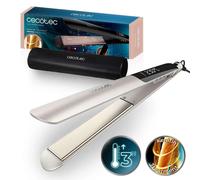 Cecotec Plancha de Pelo Estrecha con Cable Lisse Keratin Essence Champagne. Función HeatMax, 130-230ºC, Revestimiento Cerámico con Queratina y Aceite de Argán, Apagado Automático, Bolsa de Viaje