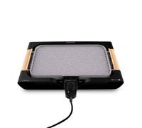 Cecotec Plancha Eléctrica Reversible Rock&Water 3000 Twin. 2200 W, 2 Superficies (Grill/Plancha), Revestimiento Antiadherente RockStone, Apto Lavavajillas, Asa Tacto Frío Efecto Madera