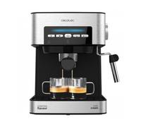 Cecotec Cafetera express Power Espresso 20 Matic. 850 W, 20 Bares, 1,5L, Brazo Doble Salida, Vaporizador, Superficie Calientatazas, Mandos Digitales, Acabados en Acero Inoxidable, Negro/Plata
